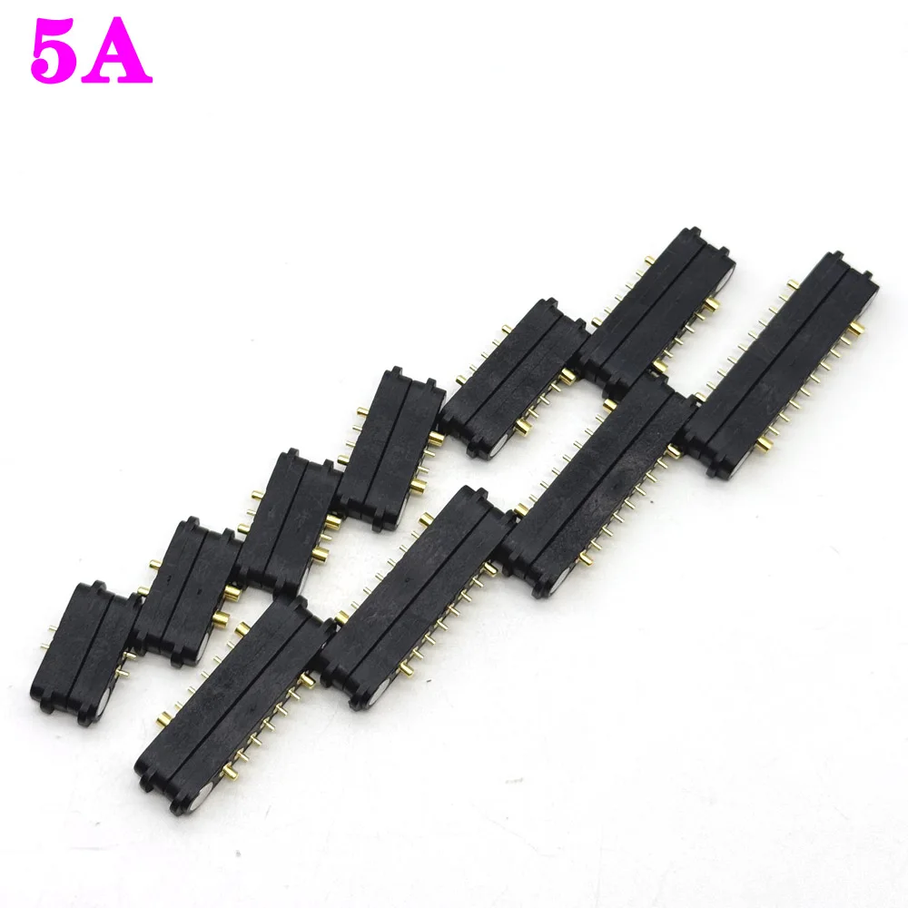 10Pcs 5A 2Pin 3 4 5 6 7 8 9 10Pin Pogopin Male Female DC Magnetic Pogo Pin Connector spacing 2.5mm Spring Loaded DC Power Socket