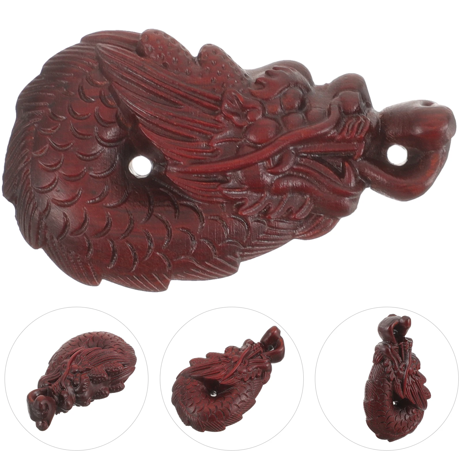 

Retro Style Engraved Dragon Shaped Durable Hanging Decor Car Keychain Ornament Wood Pendant Charm Crafts Accessories Dragon Key
