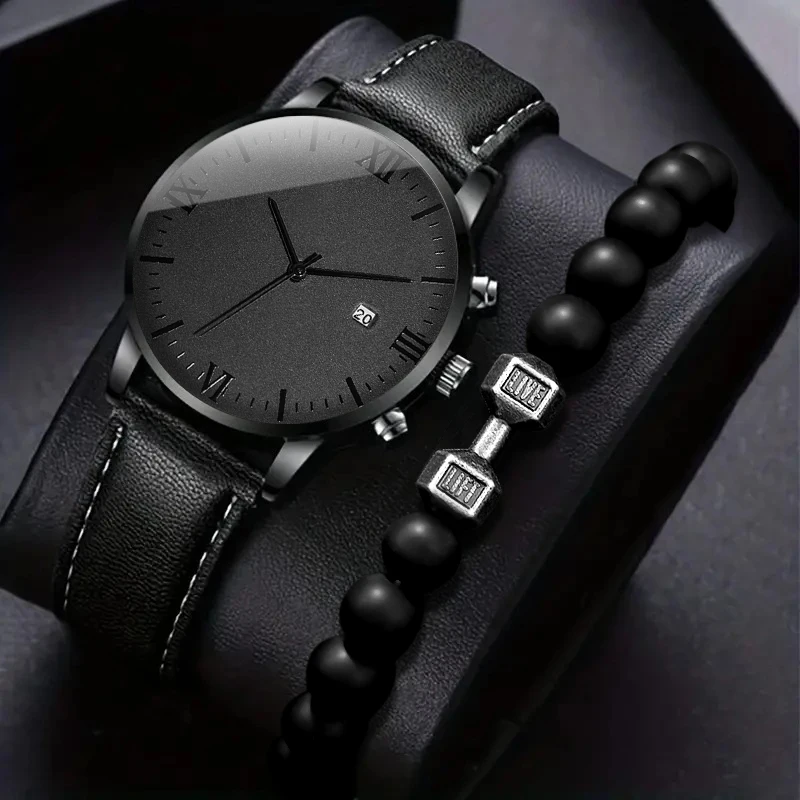 2Pc Men's Quartz Watch, Gifts For Parties, Valentine's Day, New Year's Day, Halloween, And For Friends And Family