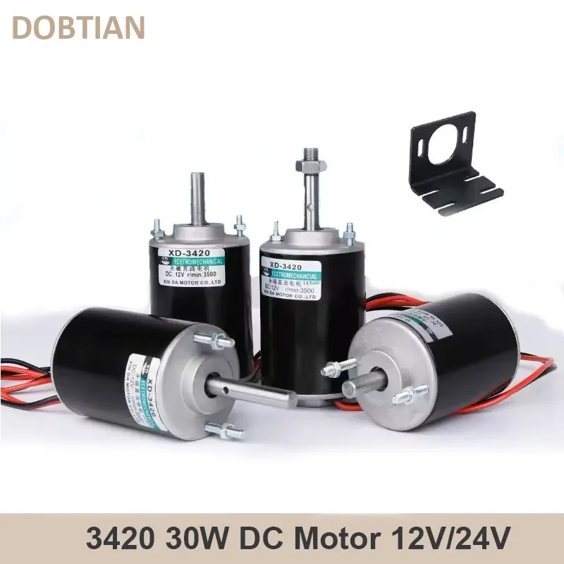 XD-3420 Permanent Magnet DC Motor 12V/24V 3500/7000rpm Universal Adjustable Reversing Motor DC Speed Motor High Torque