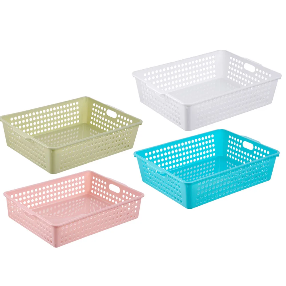 4Pcs File Organizer Plastic Storage Basket Large Multimedia Sundries Desktop Holder Creative School Office Desktop File