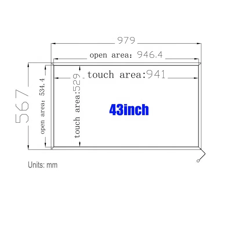 BENSHI factory price 43inch touch screen panel USB driver-free   IR touch frame  overlay  customized   digital signage SKD OEM