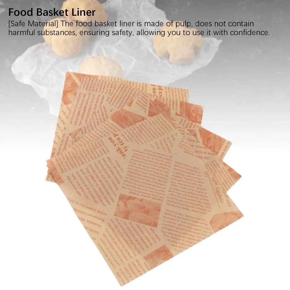 500PCS English Greaseproof Deli Paper Sheet Grease Resistant Non Stick Food Basket Liner Sheet Paper Sandwich Wrapping Sheet