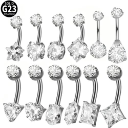 1PC ASTM 136 Titanium Navel Belly Button Ring Barbell Zircon CZ Allergy Piercing Navel Body Jewelry
