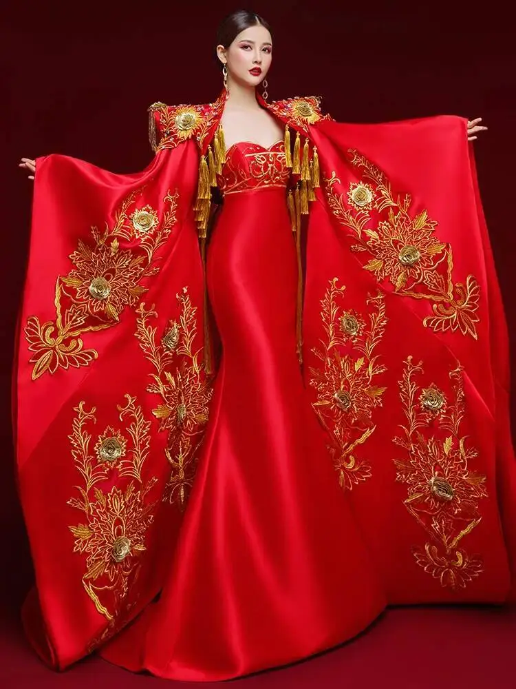 Catwalk High-end China-Chic Stage Trailing Performance Clothes Chinese Style Performance Host Long Temperament Dress Han Fu