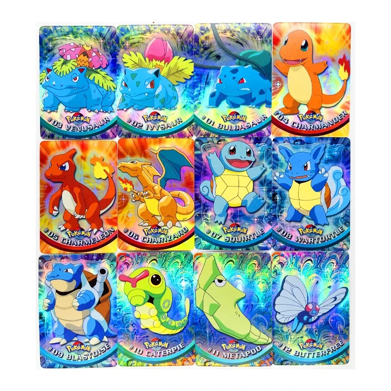 Pokemon Ptcg V151 First Generation 154Pcs Charizard Pikachu Squirtle and Bulbasaur Anime Game Color Gauze Glitter Collection Toy