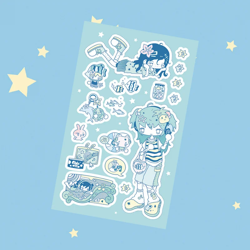 Korea Cute Summer Retro Girl Character Stickers Hand Account Phone Case Notebook Diary Planner Scrapbook DIY Decorative Stickers