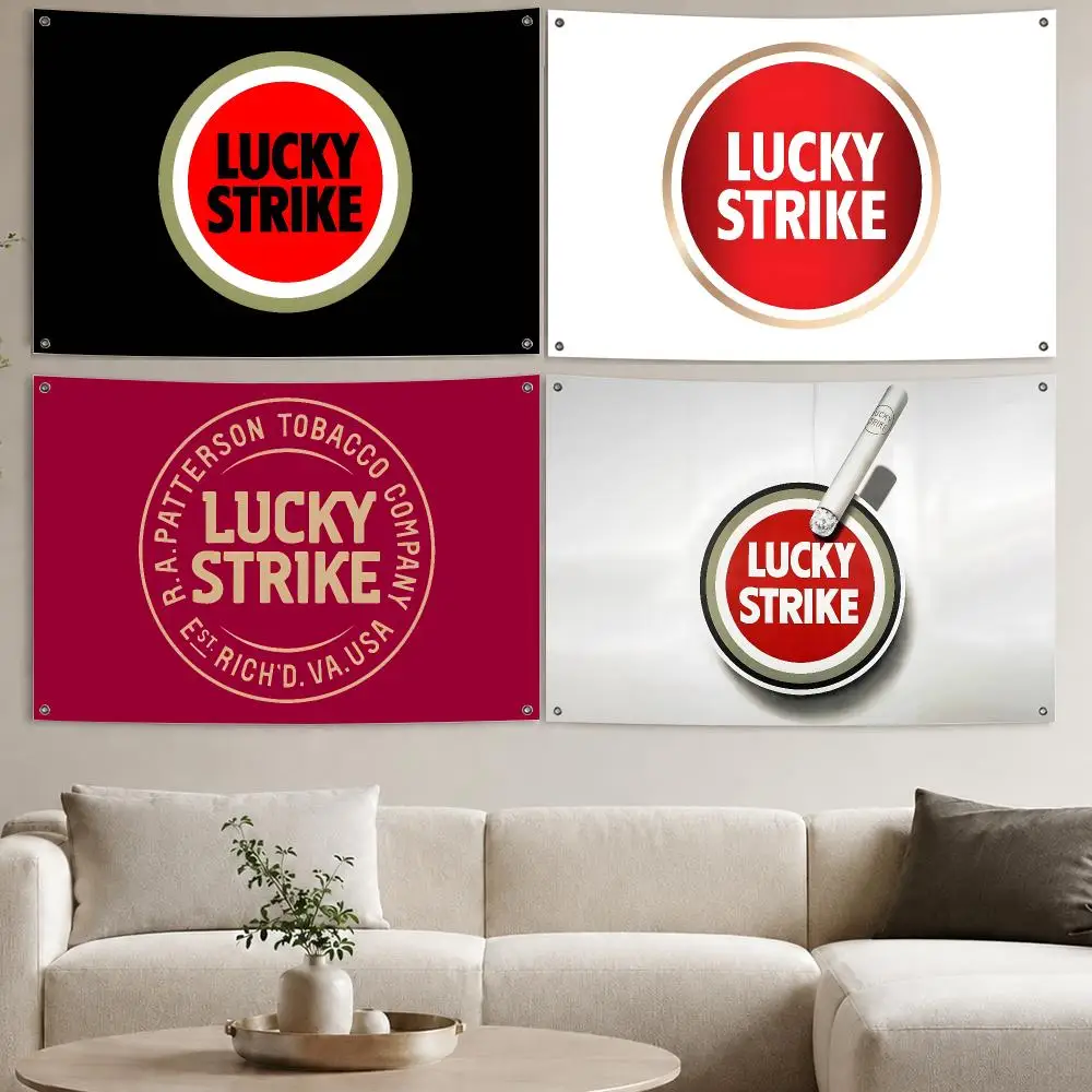 Lucky Strike Flags Aesthetic Wall Tapestry Printed Wall Hanging Living Room Party Outdoor Decor