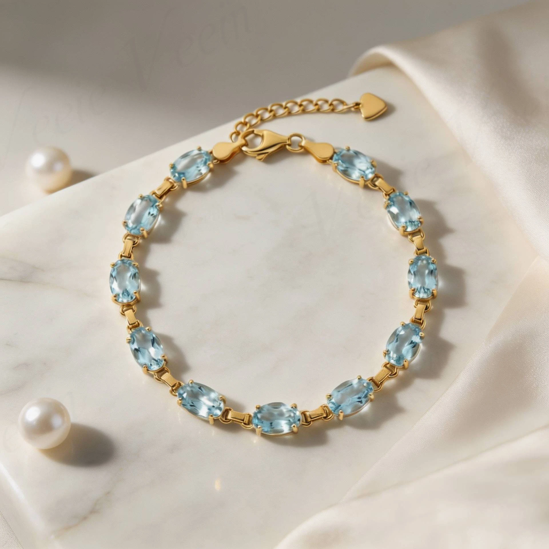 MuShan Jewelry Women'S Natural Sky Blue Topaz Bracelet S925 Sterling Silver Inlaid Peridot  Ruby Mixed Color Gemstones - view 5
