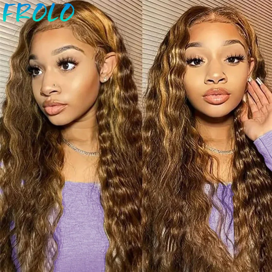 13X6 Hd الدانتيل الباروكات الأمامية 427 تسليط الضوء على شعر مستعار 250 الكثافة موجة عميقة البرازيلي خصلات الشعر المستعار الإنسان 38In للنساء السود 100% الشعر البشري #1