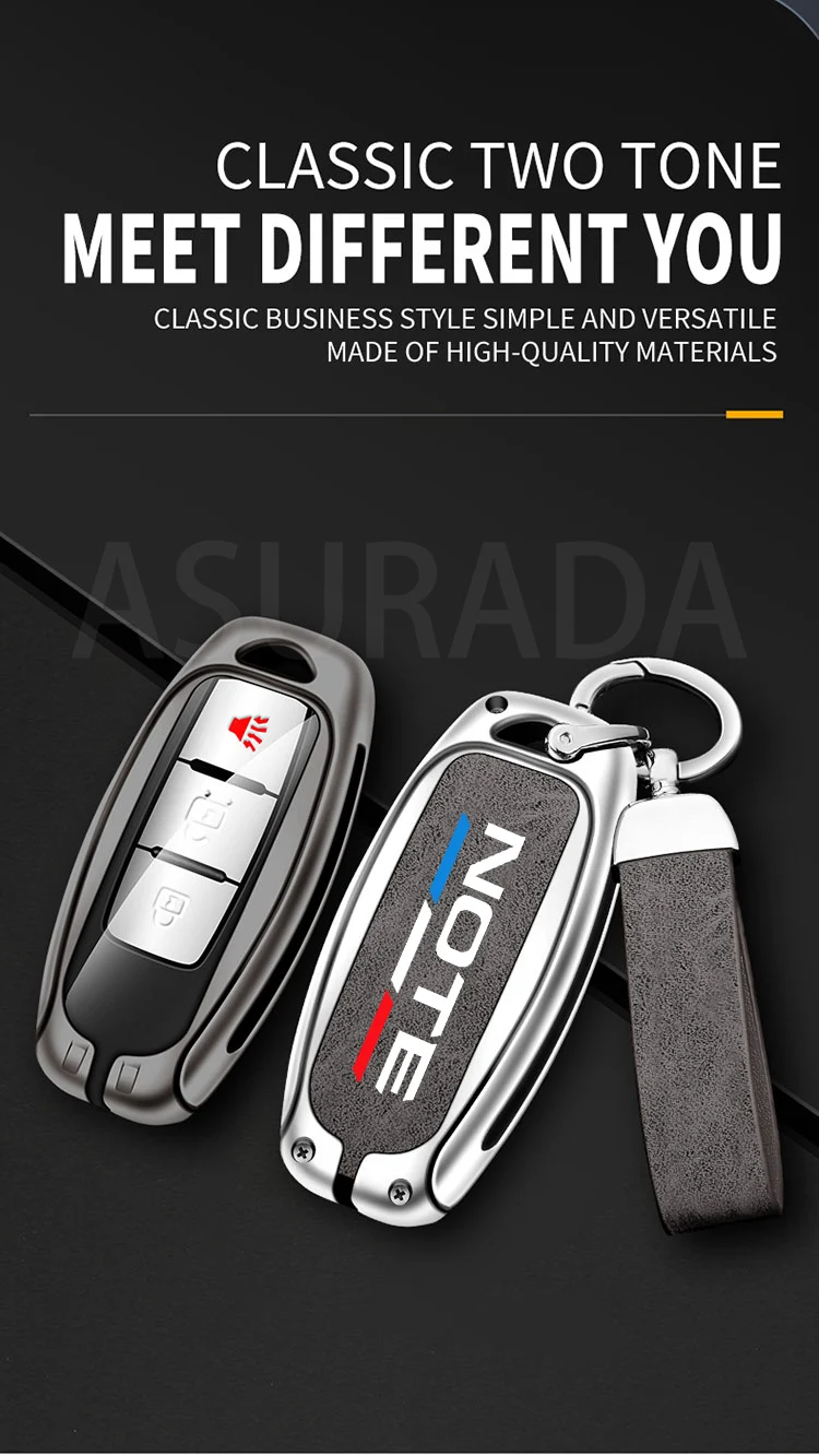 Car TPU Zinc Alloy Key Case Bag For Nissan Note 2009 -2021 Car Key Chain Car Metal Key Shell Car Interior Decoration Accessories