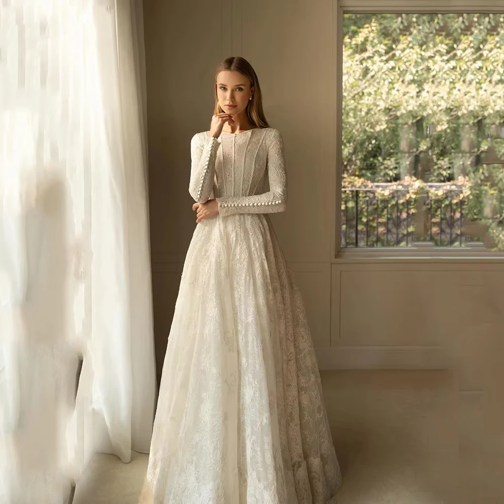 

Gorgeous Lace Women Wedding Dresses Princess Elegant Charming A-Line Bridal Gowns Formal Occasion Vestidos De Novia Customized