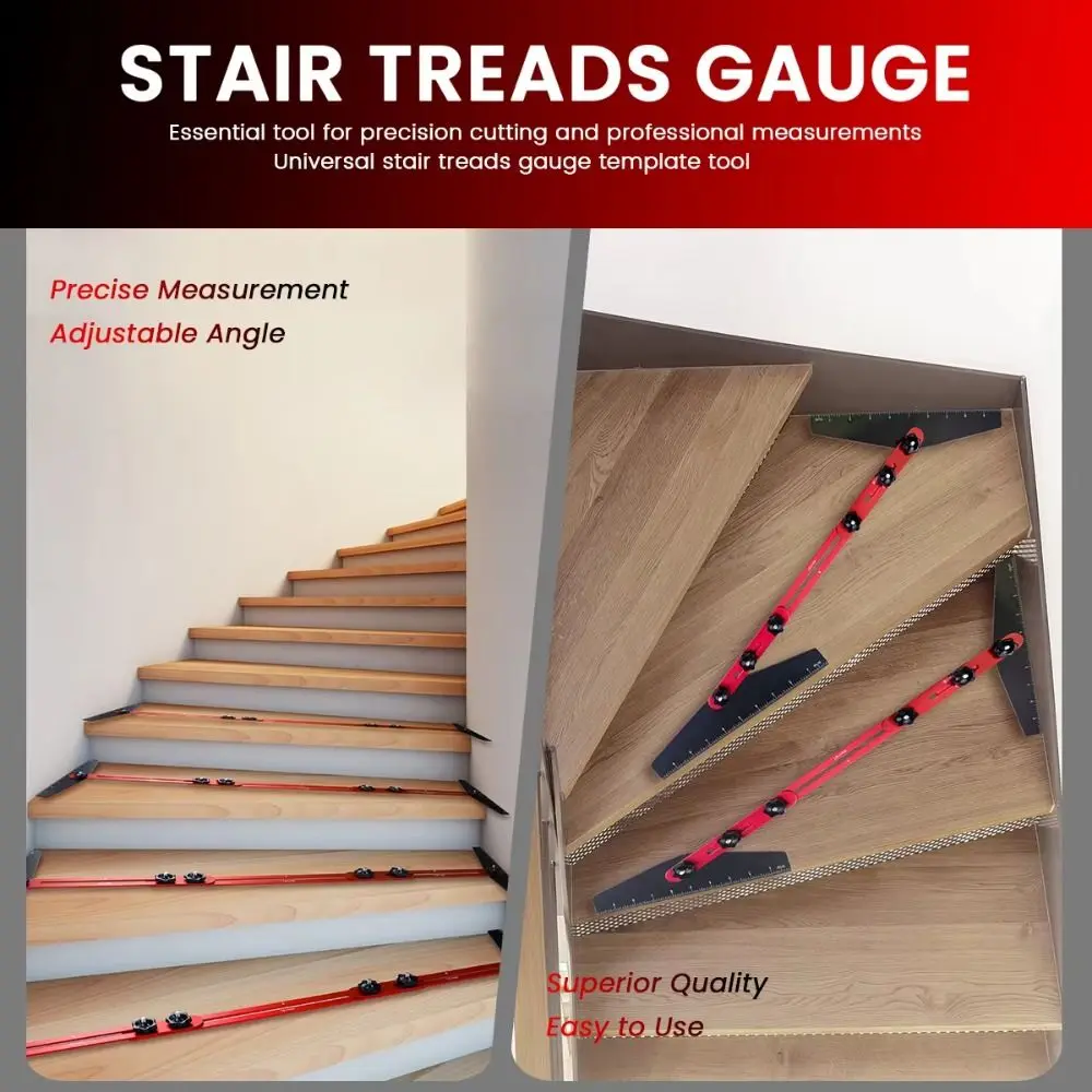 Adjustable Stair Tread Gauge Accurate Heavy Duty Stair Tread Jig Flexible Aluminum Alloy Stair Tread Layout Measuring Gauge