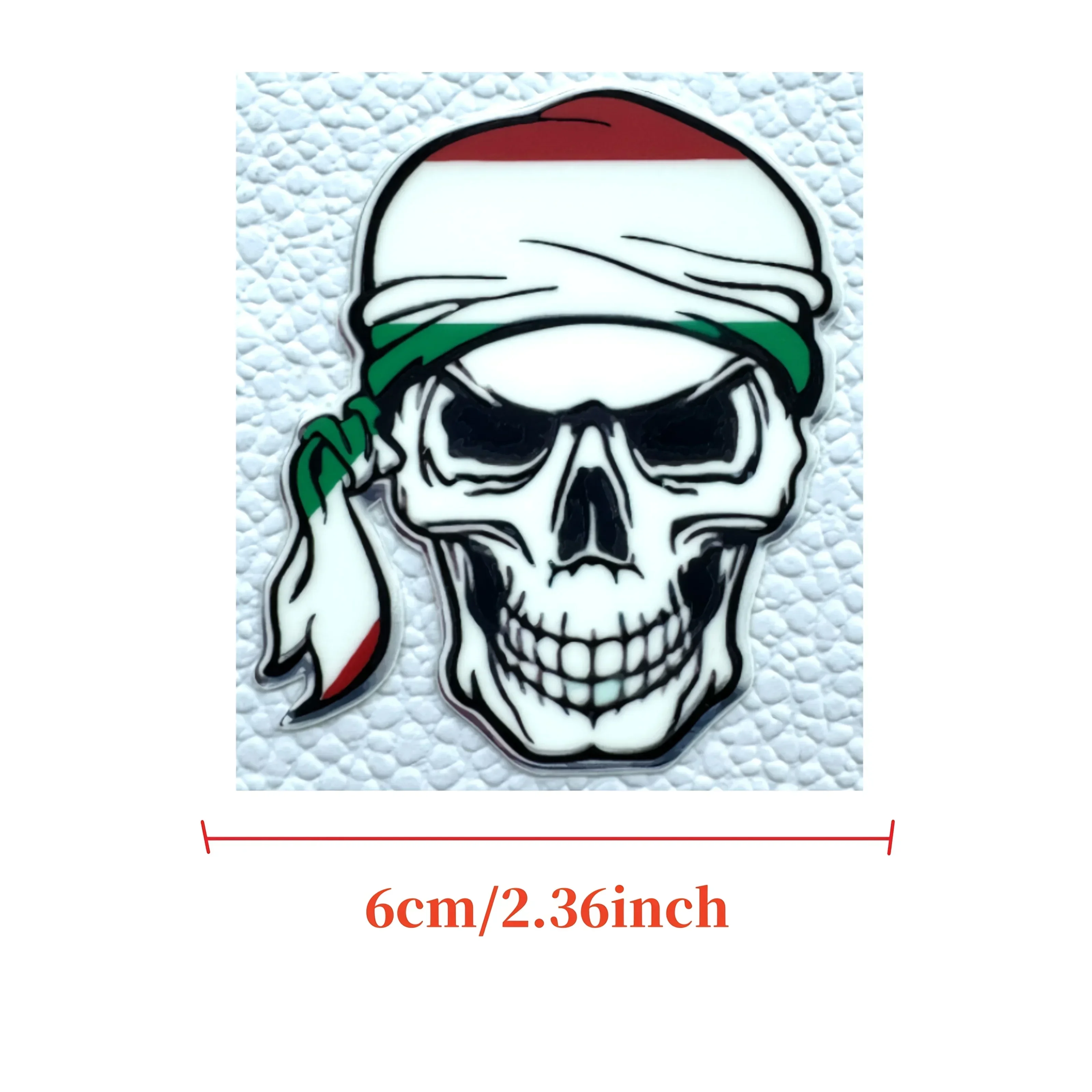 1PC Unique Skull with Tricolor Bandana Car Sticker, Bold Skeleton Accessory for Car,Make Your Car Stand Out with This Edgy Decal