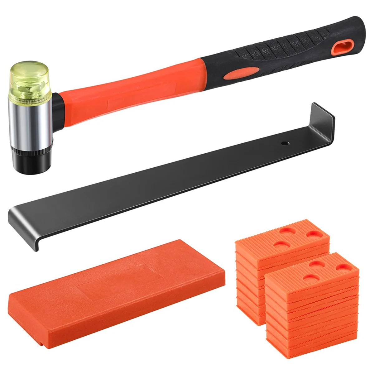 

NEW Laminate Wood Flooring Plastic Handle Installation Hammer, Small Return Hook with Tapping Block and 30 Orange Washer