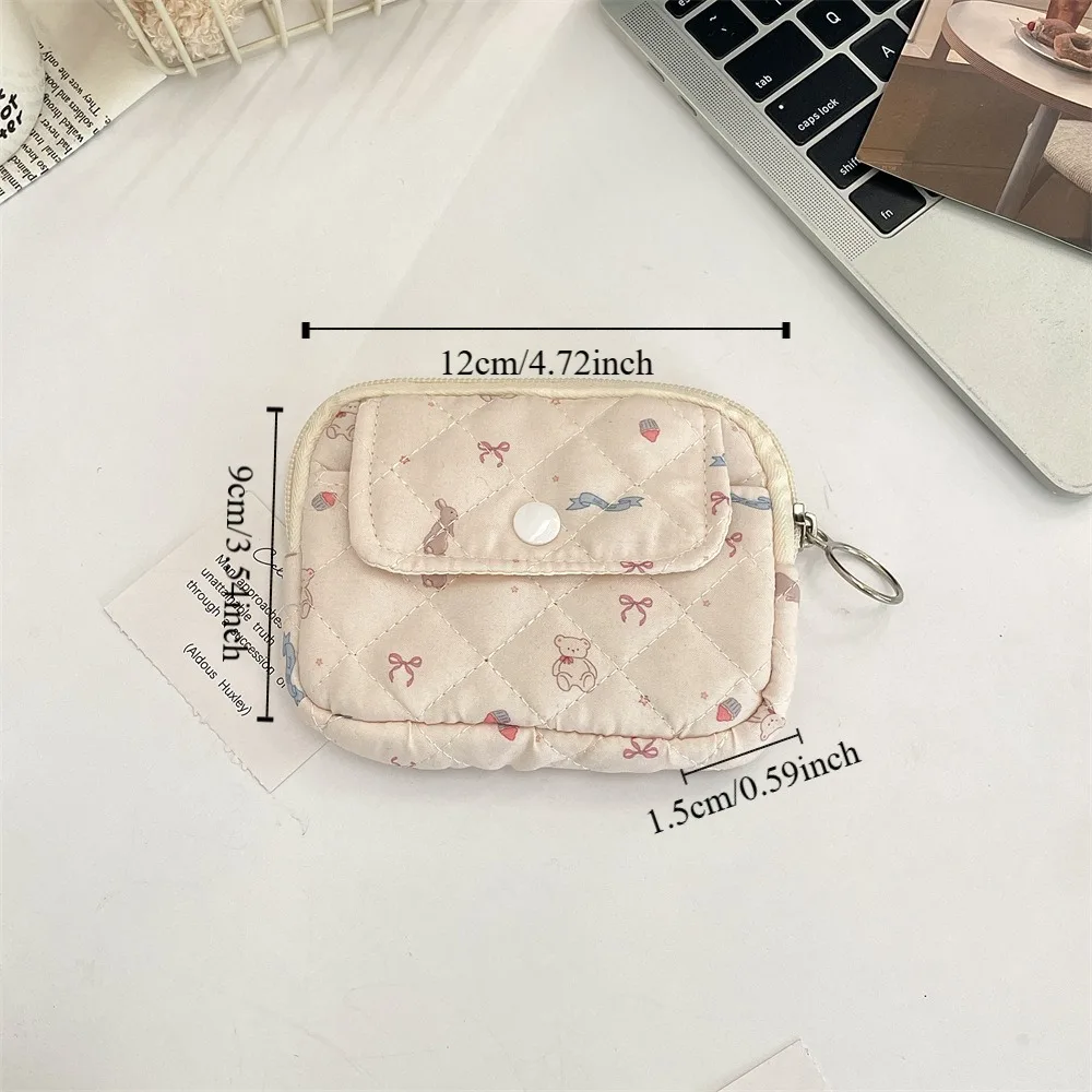 Kawaii Floral Coin Purse Korean Style Multifuctional Small Makeup Lipstick Bag Jewelry Packing Bag Card Holder