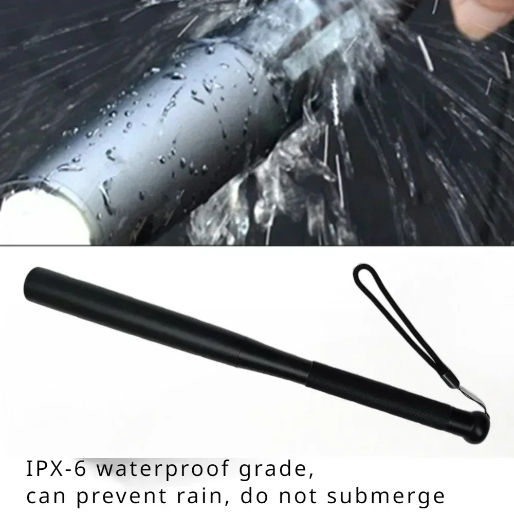 ไฟฉายป้องกันตัวเองติด LED ไม้เบสบอลกันน้ําอลูมิเนียมอัลลอยด์ไฟฉายสําหรับการป้องกันตัวเองฉุกเฉินป้องกันการจลาจลอุปกรณ์