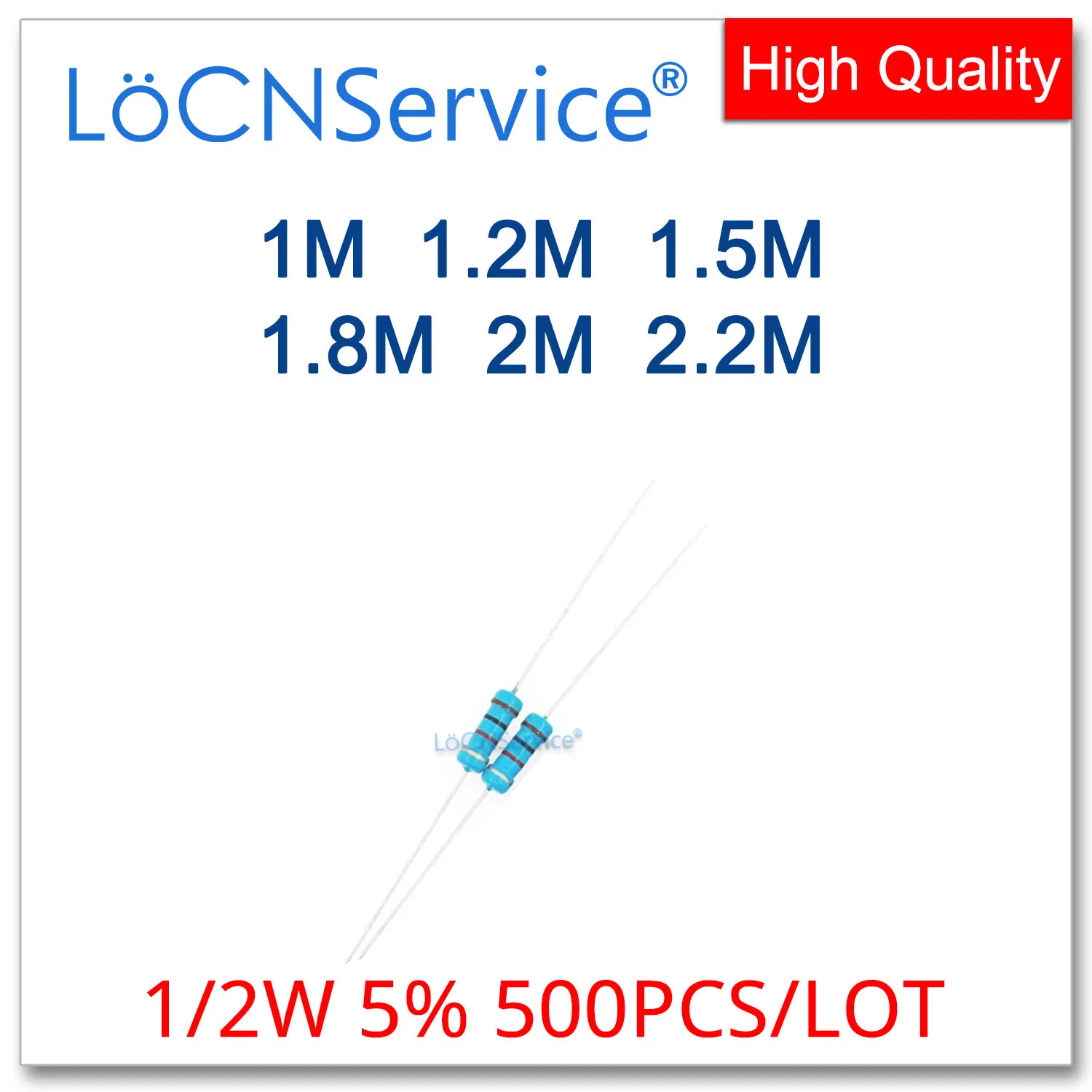 LoCNService 500 шт./лот 5% 1/2 Вт 1 м 1,1 м 1,2 м 1,5 м 1,8 м 2 м 2,2 м резистор из углеродной пленки DIP OHM