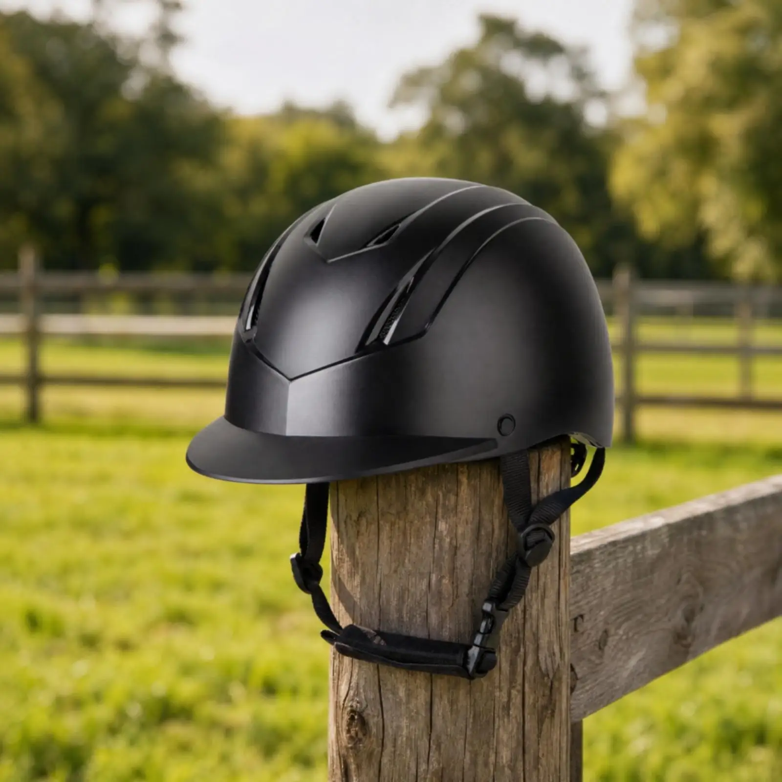 Durable Polyester Riding Helmet with Ventilation Openings for Trail Rides and Equestrian Training