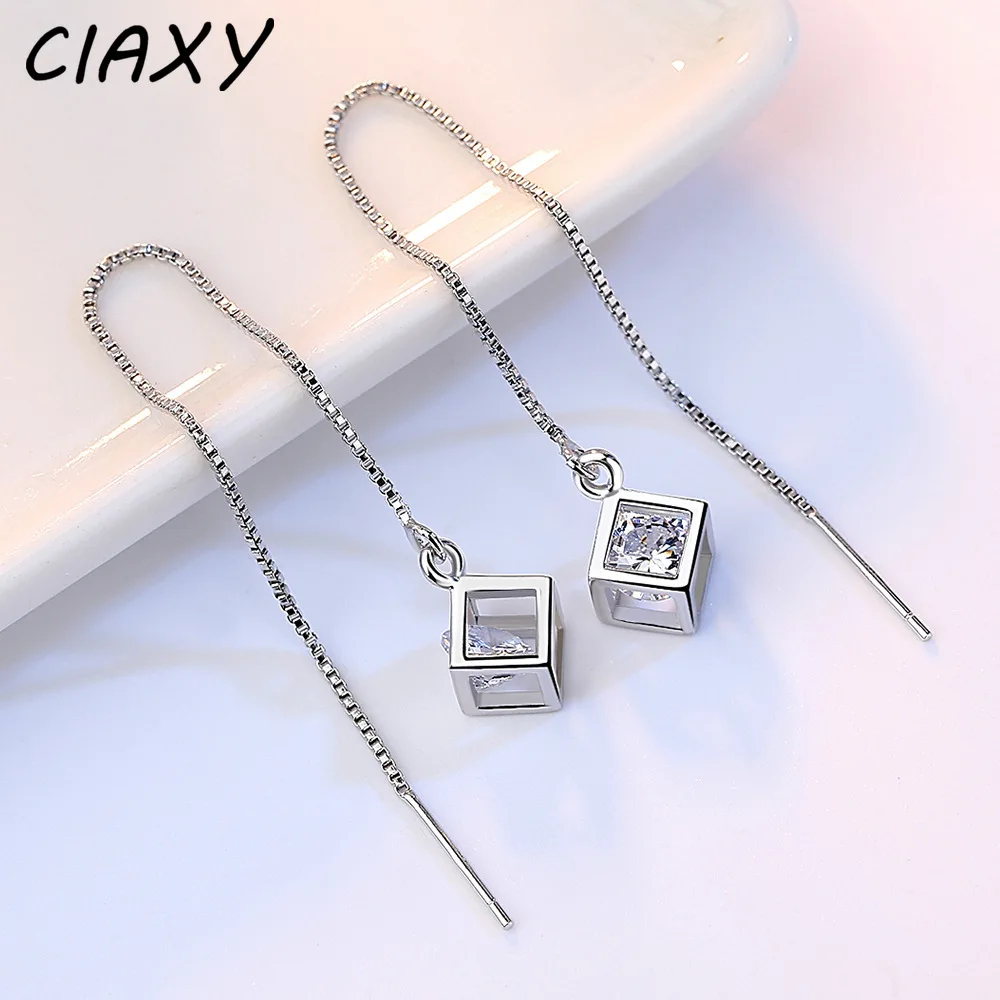 2023 New In Tassel Square Long Hanging Dangle Earrings Women Unique Rubik\'s Cube Zircon Korean Drop Earring Luxury Jewelry Gift