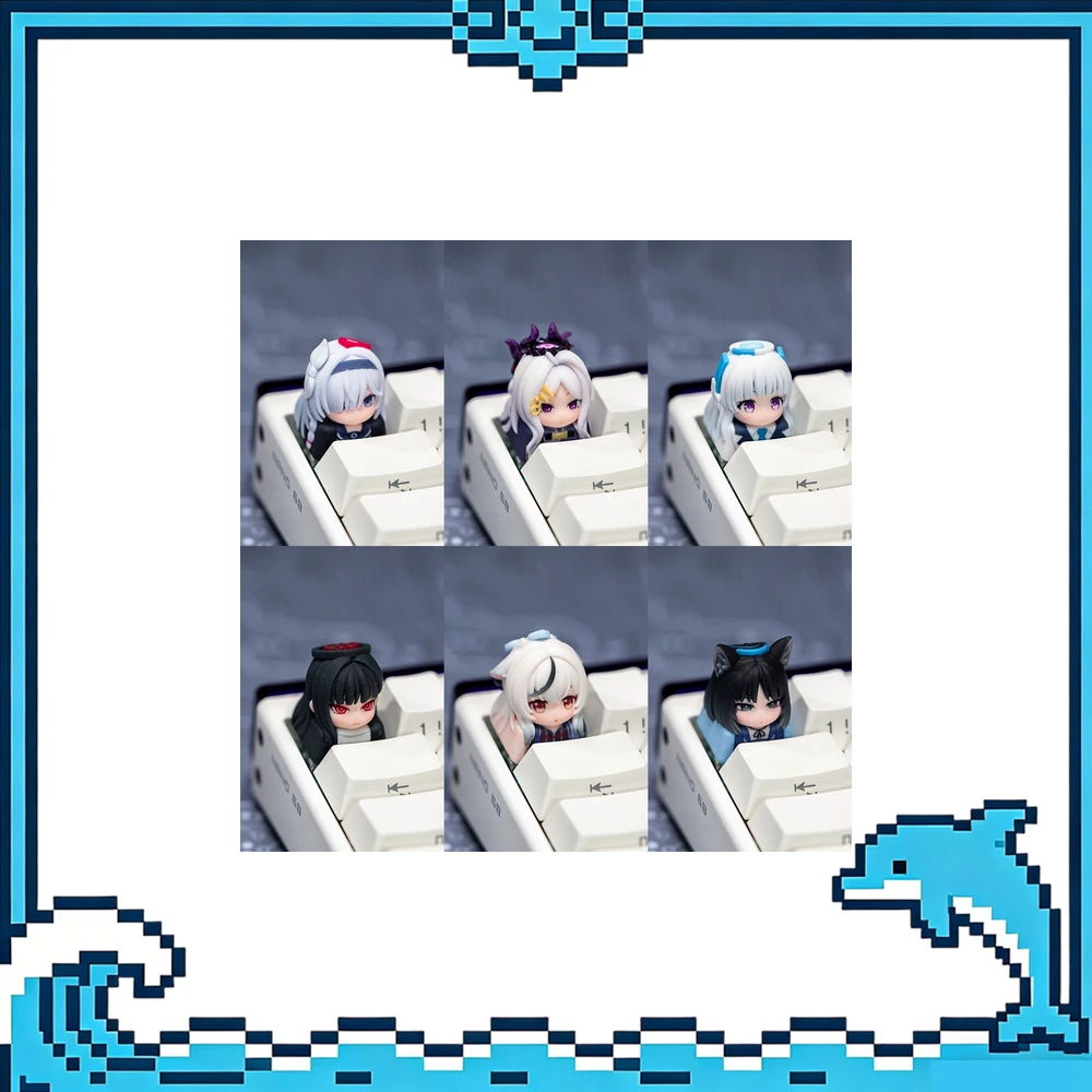 Blue Archive Resin Keycap 1 Piece Sculpted Chibi Character Decorative Replacement Key for Mechanical Keyboard