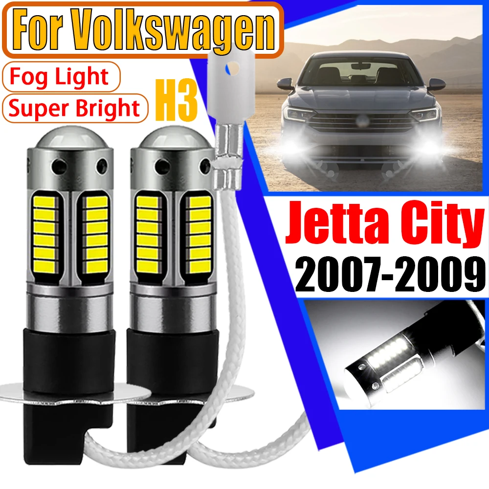 

2Pcs H3 Car Lamps Canbus No Error LED Front Headlight Fog Signal Lights Bulbs For Volkswagen VW Jetta City 2007 2008 2009