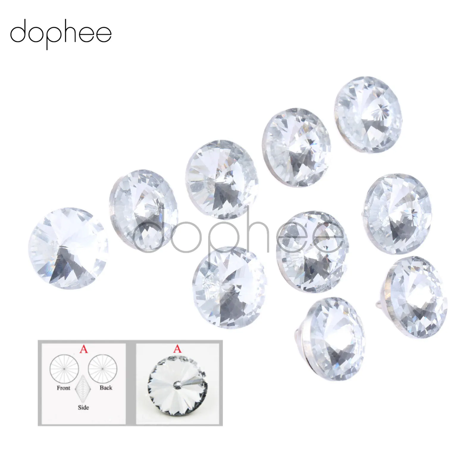 dophee 10pcs 14mm Rhinestone Crystal Buttons Sewing Sofa DIY Diamond Upholstery Headboard Buttons Accessories