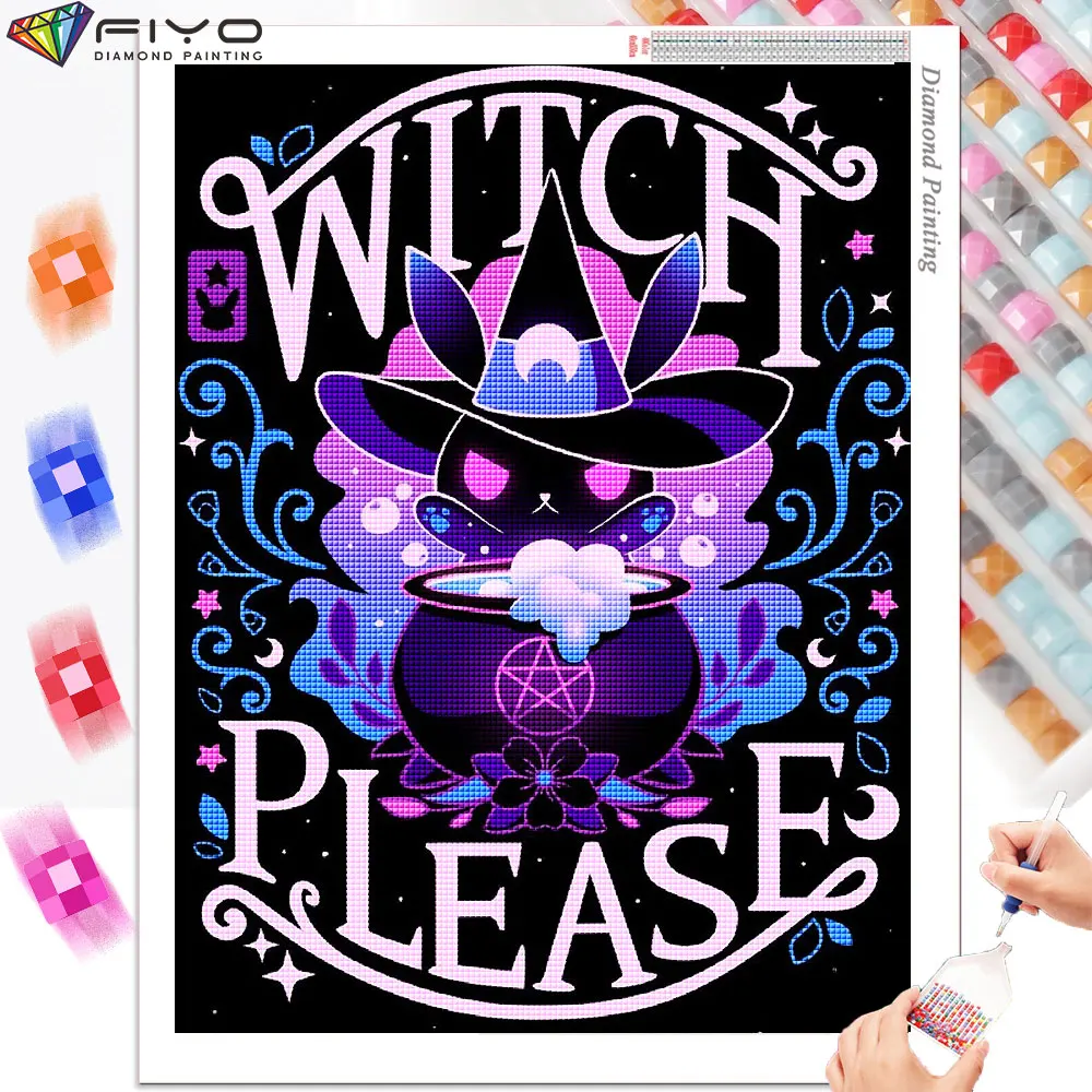 5D Diamond Painting Cartoon Halloween Full Diamond Mosaic Cat Picture Embroidery Cross Stitch Kits Home Decor Art Handicraft