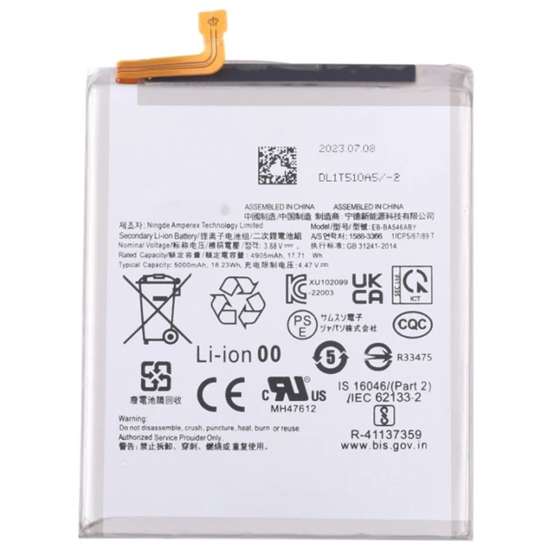 EB-BA546ABY internal battery compatible for Samsung Galaxy A54 5G 5000mAh # Samsung Galaxy A54 5G (SM-A546V, SM-A546U, SM-A546U1, SM-A546B, SM-A546B/DS, SM-A546E, SM-A546E/DS, SM-A5460)