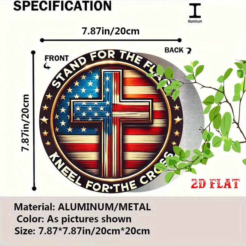 2D Flat - Round Aluminum Sign with a Patriotic Design, Featuring Divine Inspiration And a Freedom Symbol, Measuring 7.87 Inches