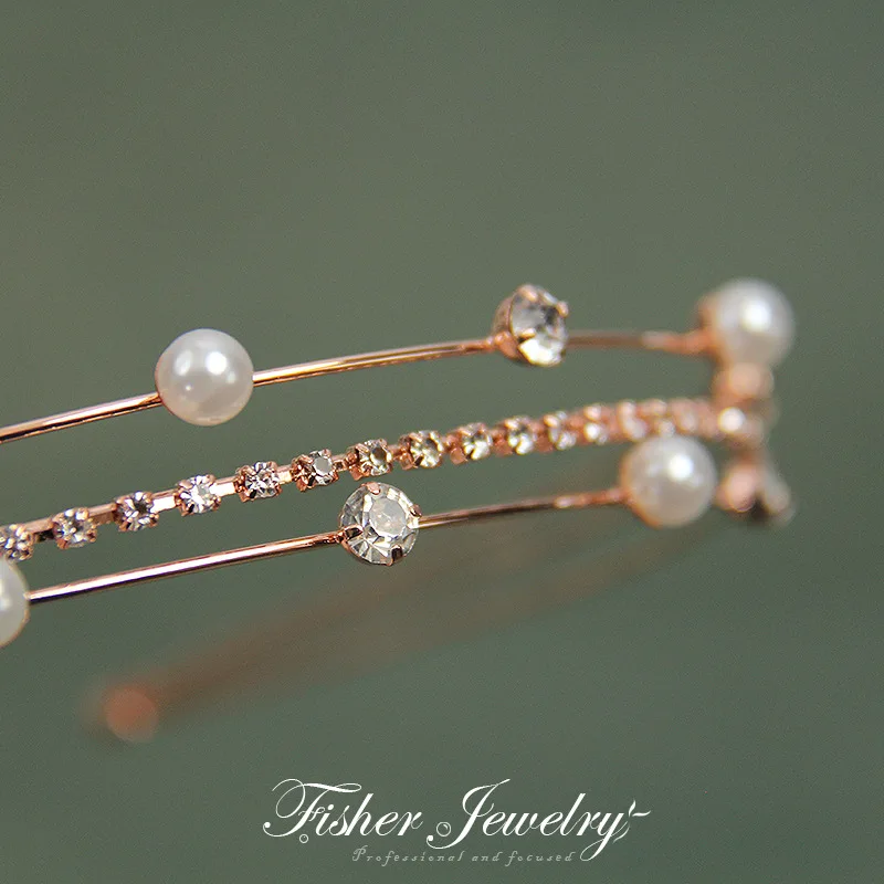 Summer Elegant Three Layer Pearl Rhinestones Hairbands Headband Gifts Women Girls Hair Head Bands Accessories Headdress Headwear - Image 6