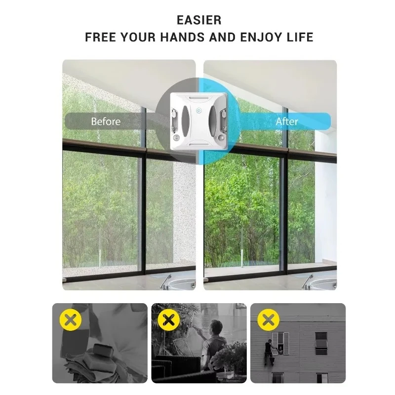 Smart Window Cleaning Robot, Home Automatic Electric Window Washer with Remote Control, American Plug
