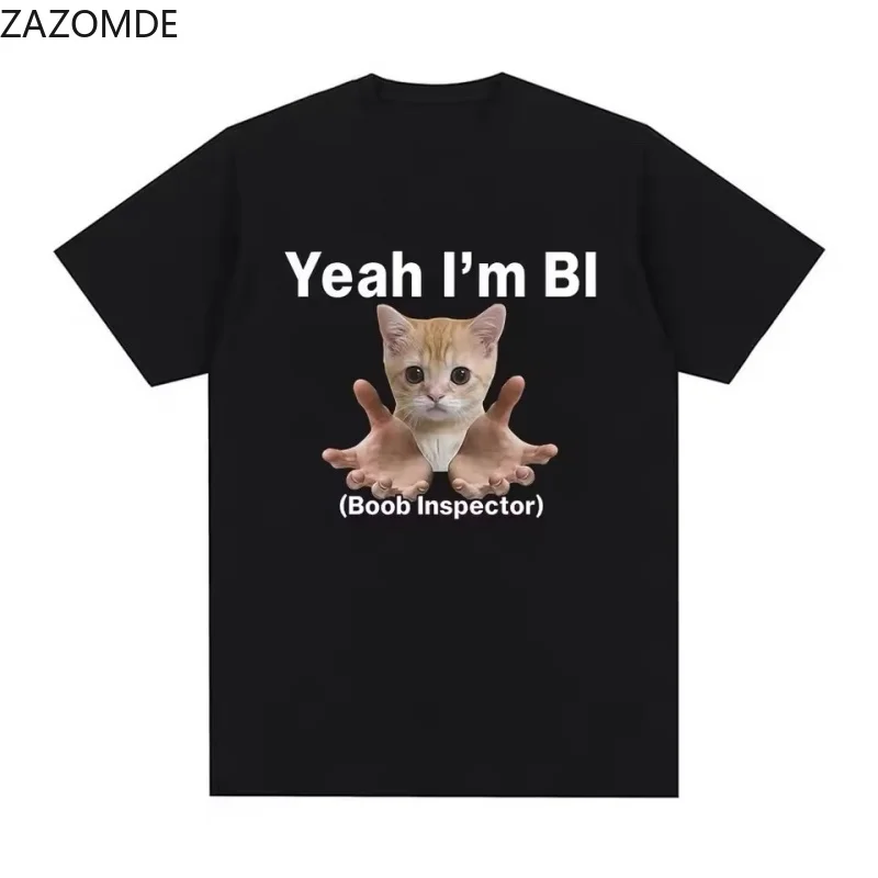 ZAZOMDE Funny Sarcastic Ginger Cat Meme Graphic T Shirt Humorous Text Print Casual Streetwear Unisex Short Sleeve Tops 2026