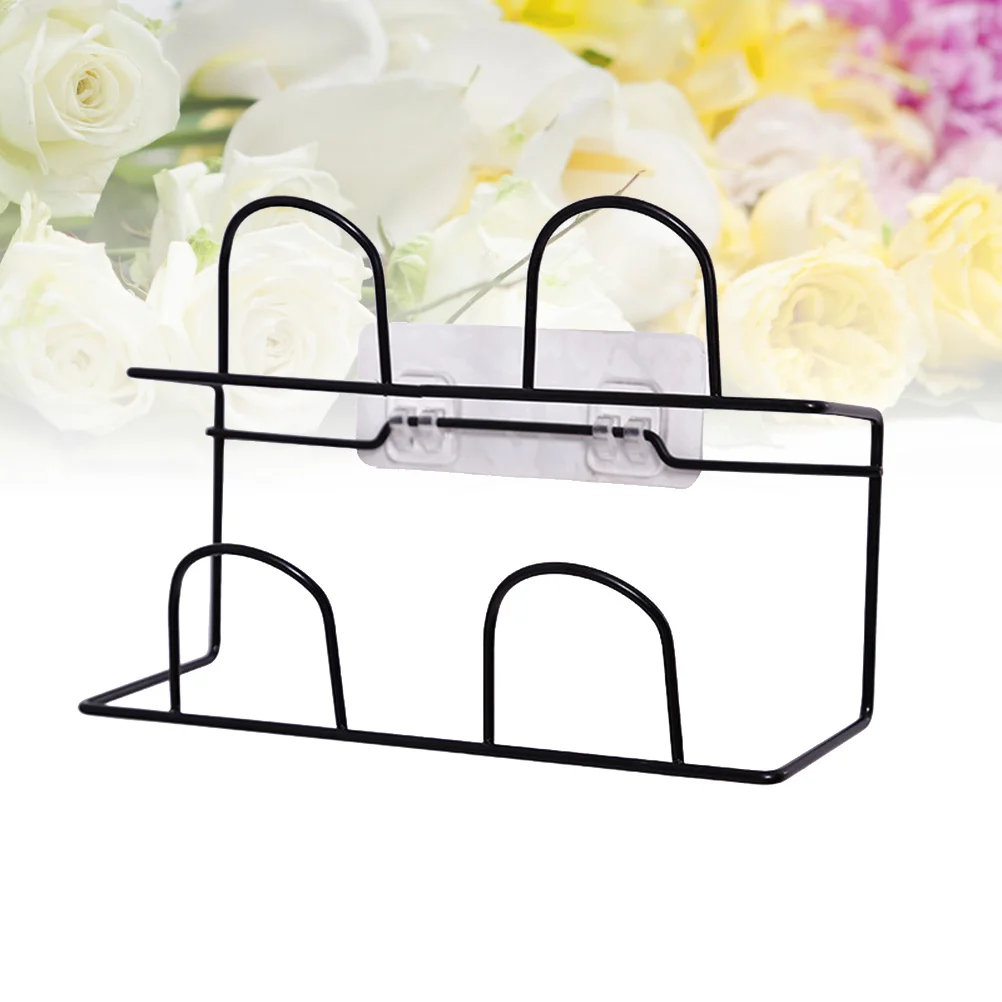 

Double-Layer Black Shoes Rack Wall Mount Slipper Organizer Iron Shelf No Drilling Heavy Duty Space Saver for Bathroom Slippers