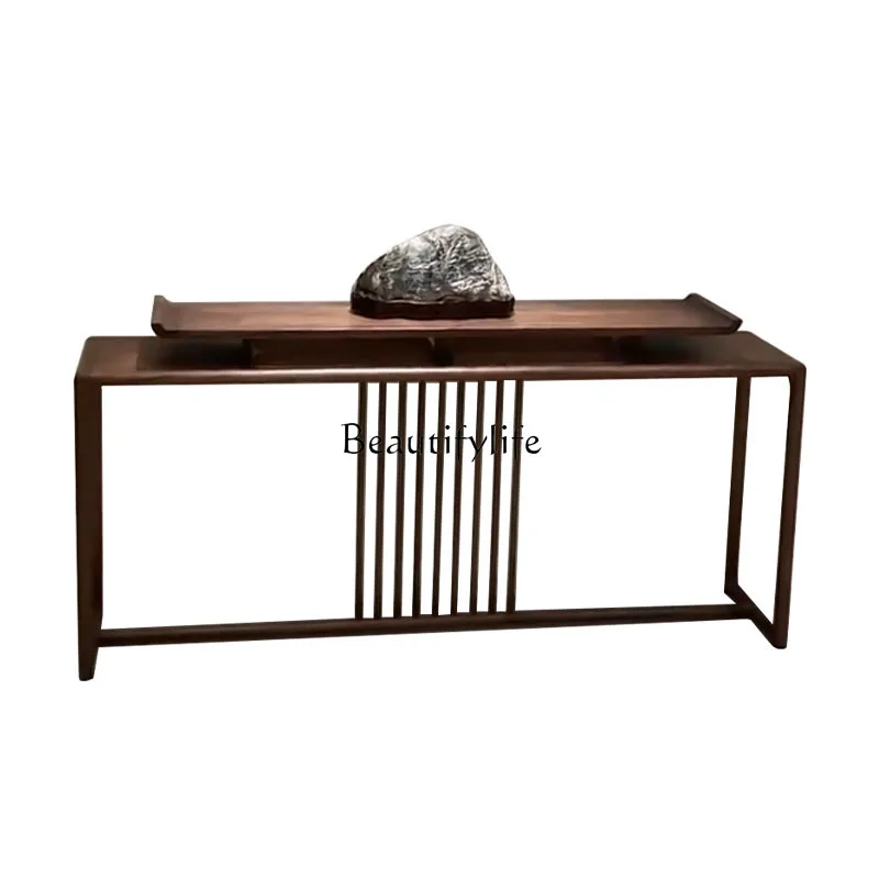 

New Chinese-style North American black walnut porch table, solid wood table against the wall in the foyer