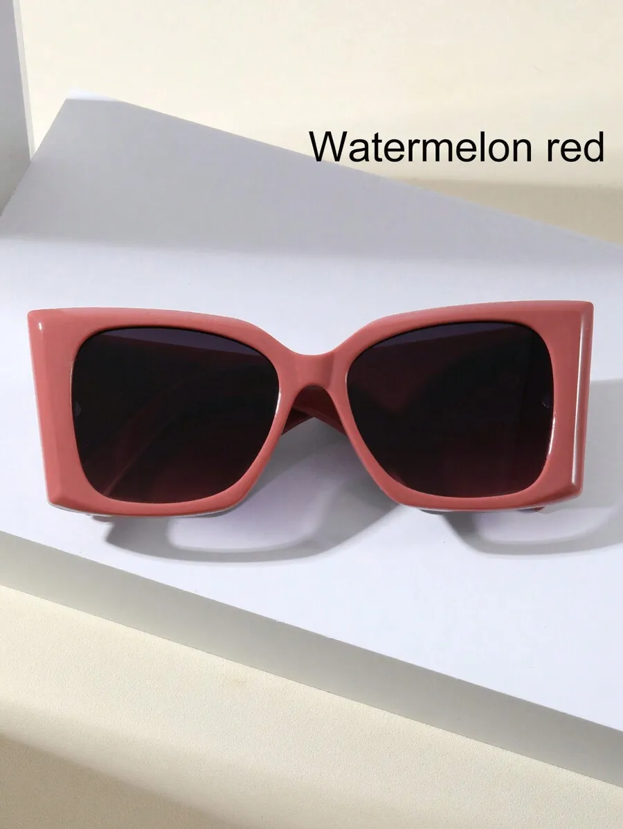 

Women Square Frame Watermelon Red Fashion Sunglasses For Casual Outdoor Travel