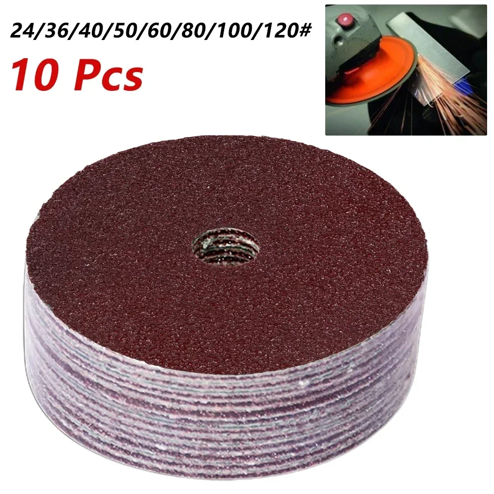 10PCS 4Inch Resin Fiber Grinding Sanding Discs Angle Grinder Abrasive Tool 100mm Diameter 24# To 120# Polishing Dic Grinding