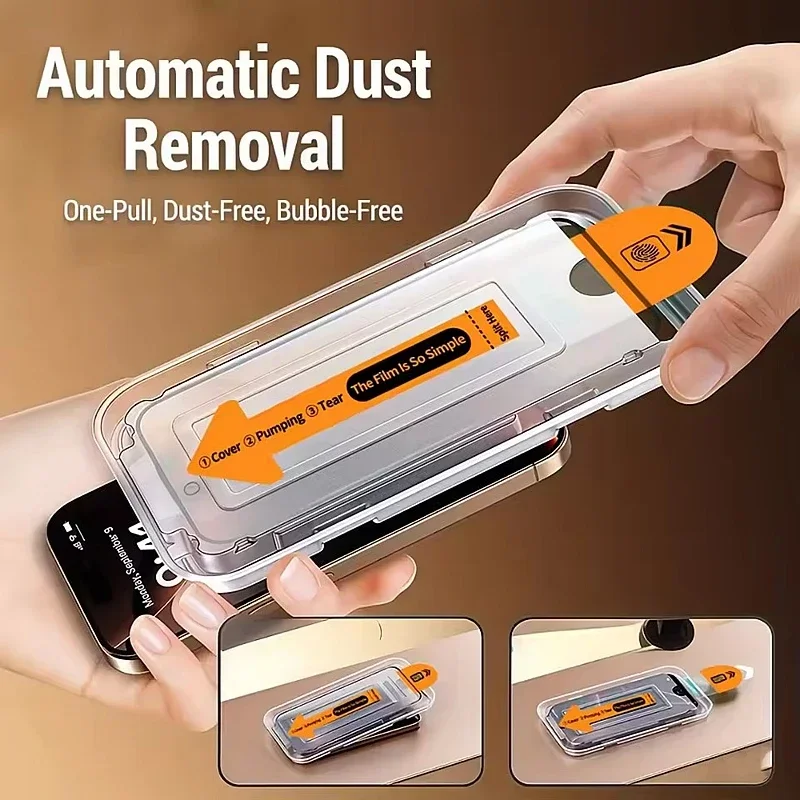 4Pcs Oleophobic Dust Free Easy Installation Screen Protector For iPhone 16 15 14 13 12 11 17 Pro Max XR X XS MAX 8 7 Plus Glass