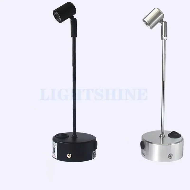 Led Rechargeable 1W Spot Light Glass Counter Spotlights Jewelry Display Case Lights Display Vertical Pole 1W/3W Lithium Battery