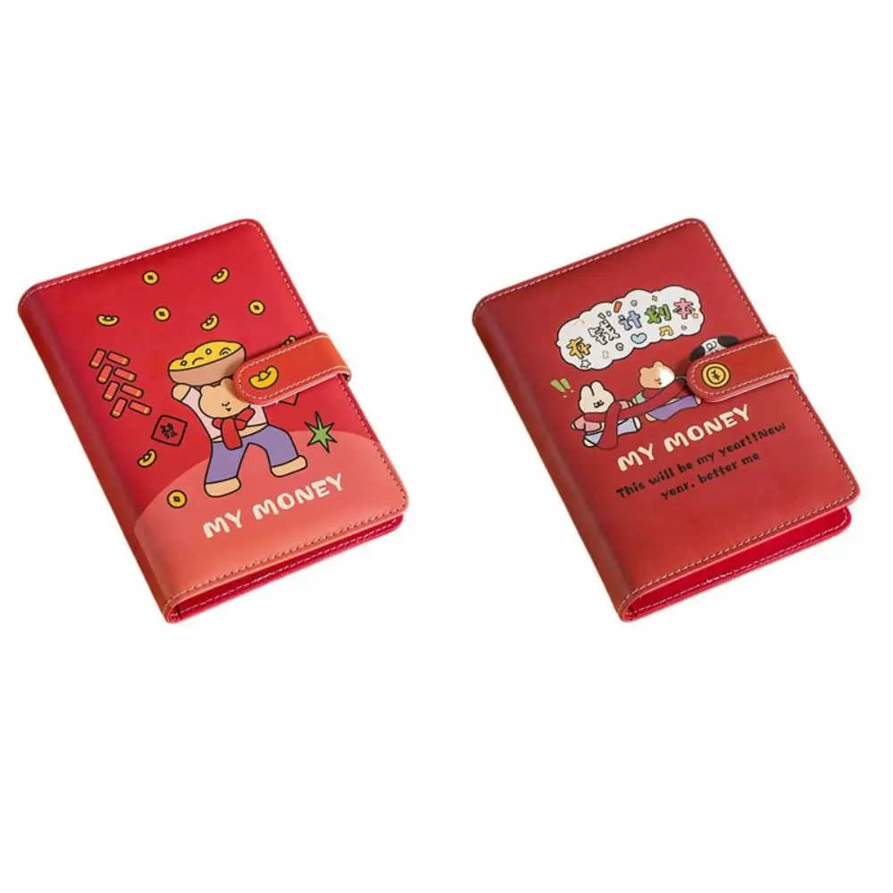 Carteira de Couro PU com Desenho Animado para Desafio de 100 Envelopes, Livro de Desafio de Economia de Dinheiro, Envelopes para Dinheiro e Manual de Poupança