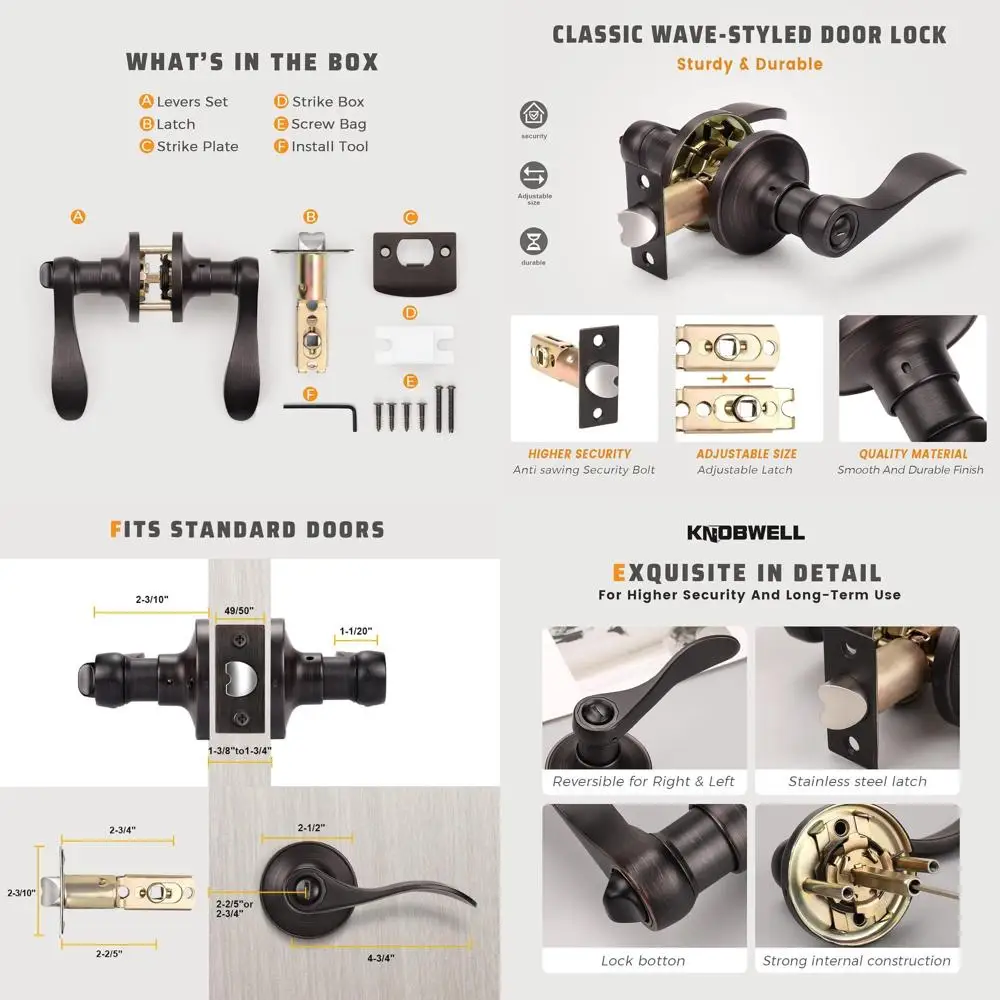 

Copper Bronze Oil-Rubbed Interior Door Handles with Lock and Privacy Knobs