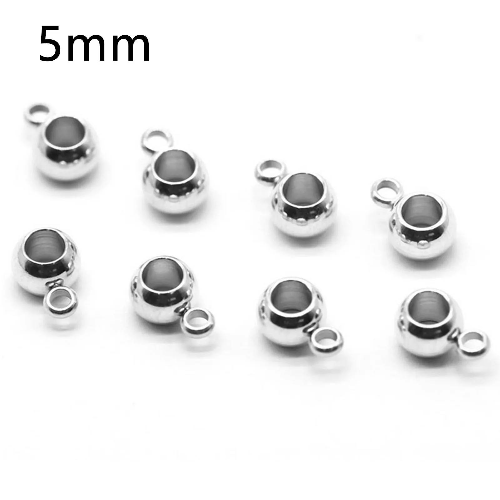 10PC/Lot 304 Stainless Steel Gold Color Connectors Bails Beads Fit Charm Bracelet Pendant For Jewelry Making Findings 5-8mm Dia.