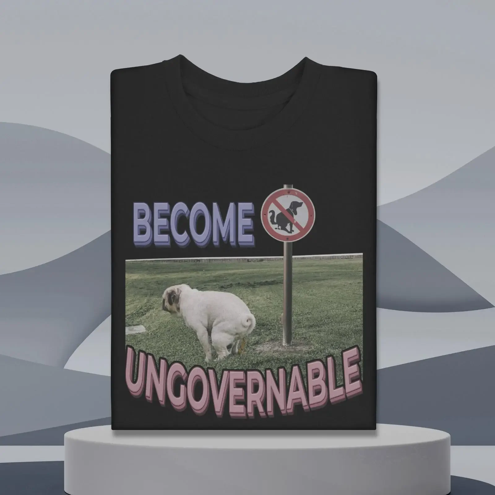 Funny Dog pooping shirt Become ungovernable vintage Washed Stylish fashion Top For Everyday Wear Slightly Versatile graphic