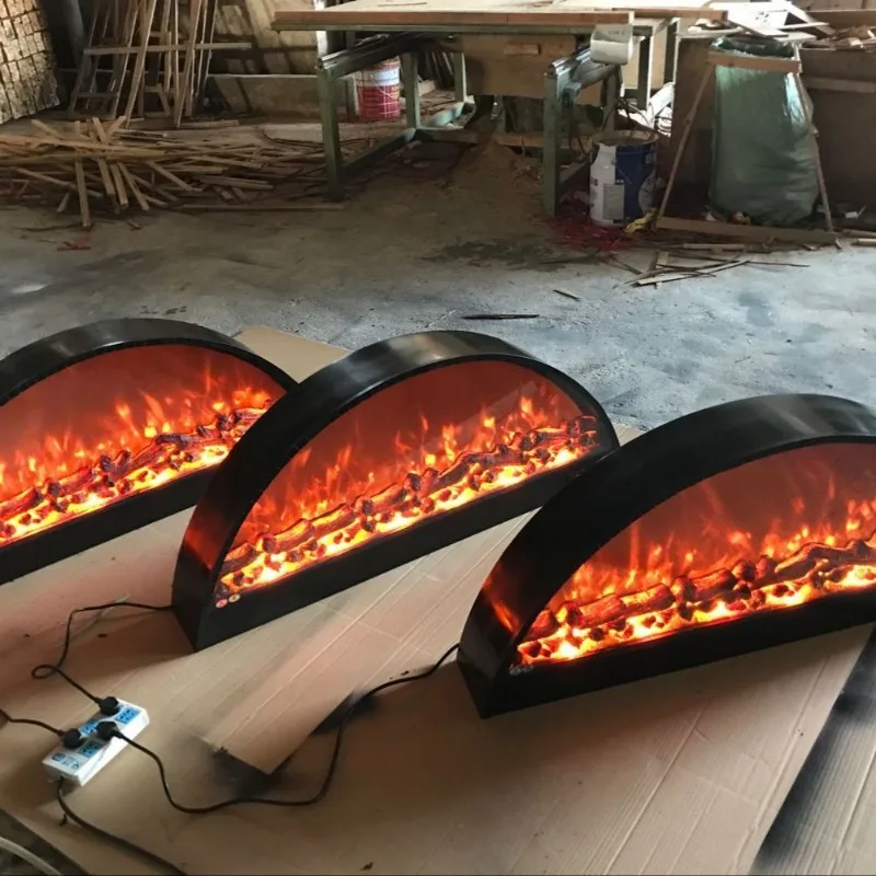 Customized simulated flame fireplace, special-shaped double-sided three-sided four-sided arc-shaped round L-shaped American