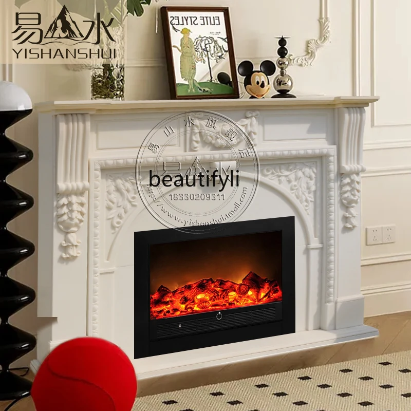 Marble mantel heating living room villa decoration ornament rich atmosphere European style
