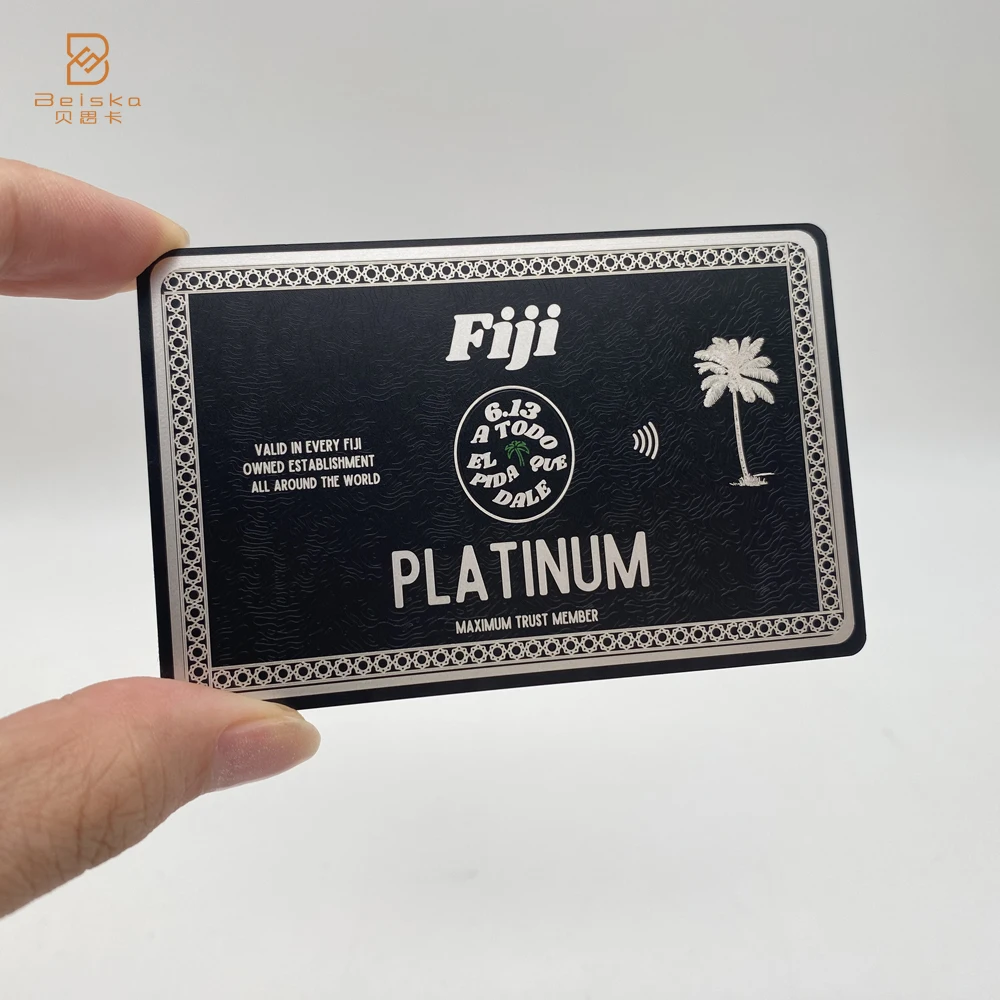 Sublimação Laser Cut Out QRcode Lealdade Cartão de metal VIP preto fosco personalizado