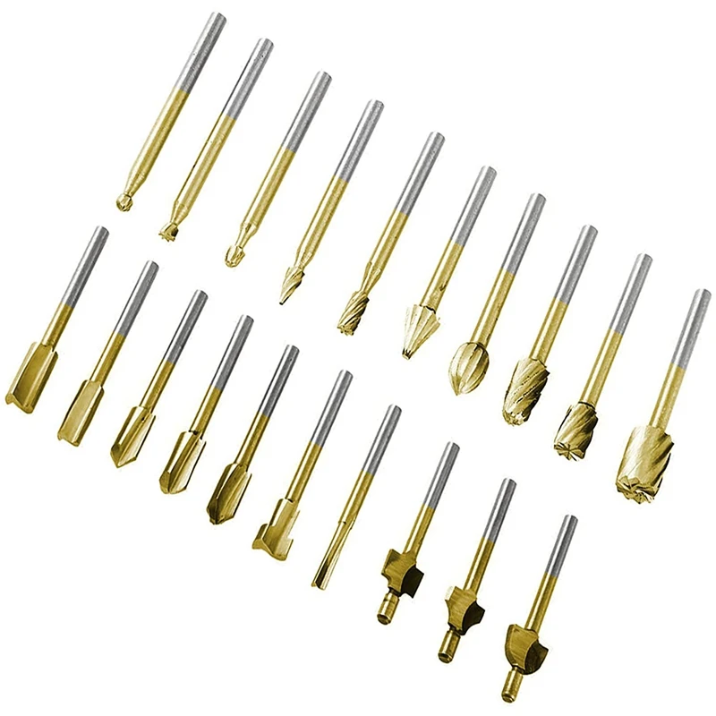 AC88-10 Stuks HSS Router Carbide Graveren Bits & 10 Stuks Router Bit Met 1/8 Inch (3Mm) schacht Power Rotary Gereedschap Voor DIY Houtbewerking