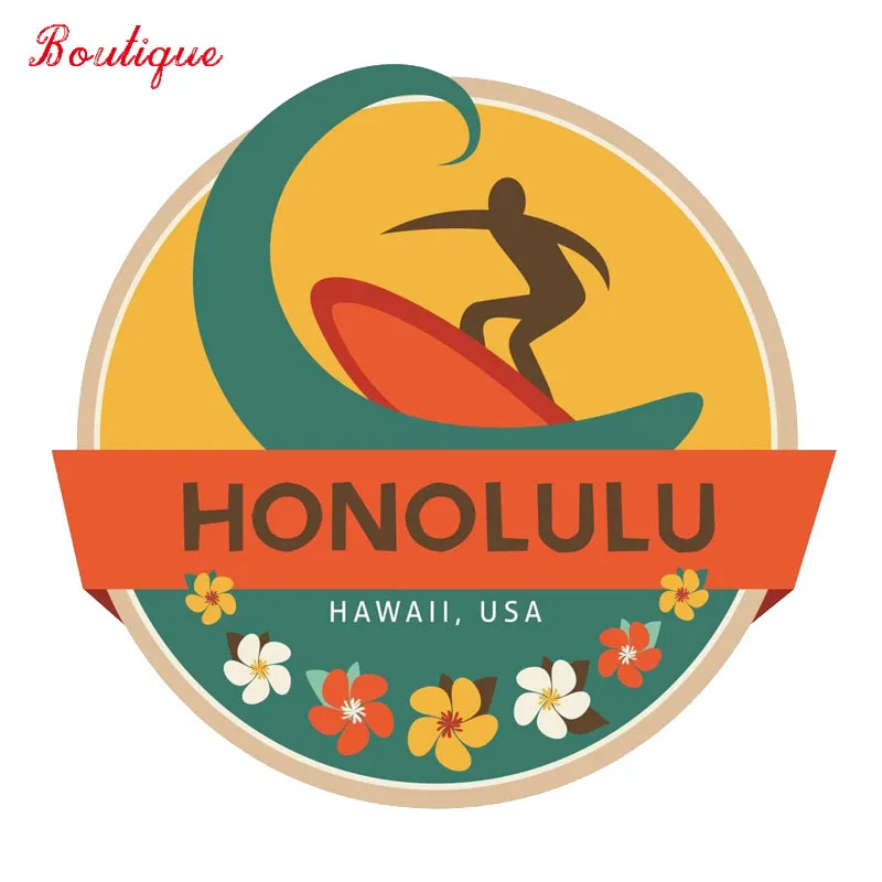 Creative surfing Honolulu Hawaii American flag car stickers, motorcycle decals, windows vinyl cover scratch Waterproof PVC
