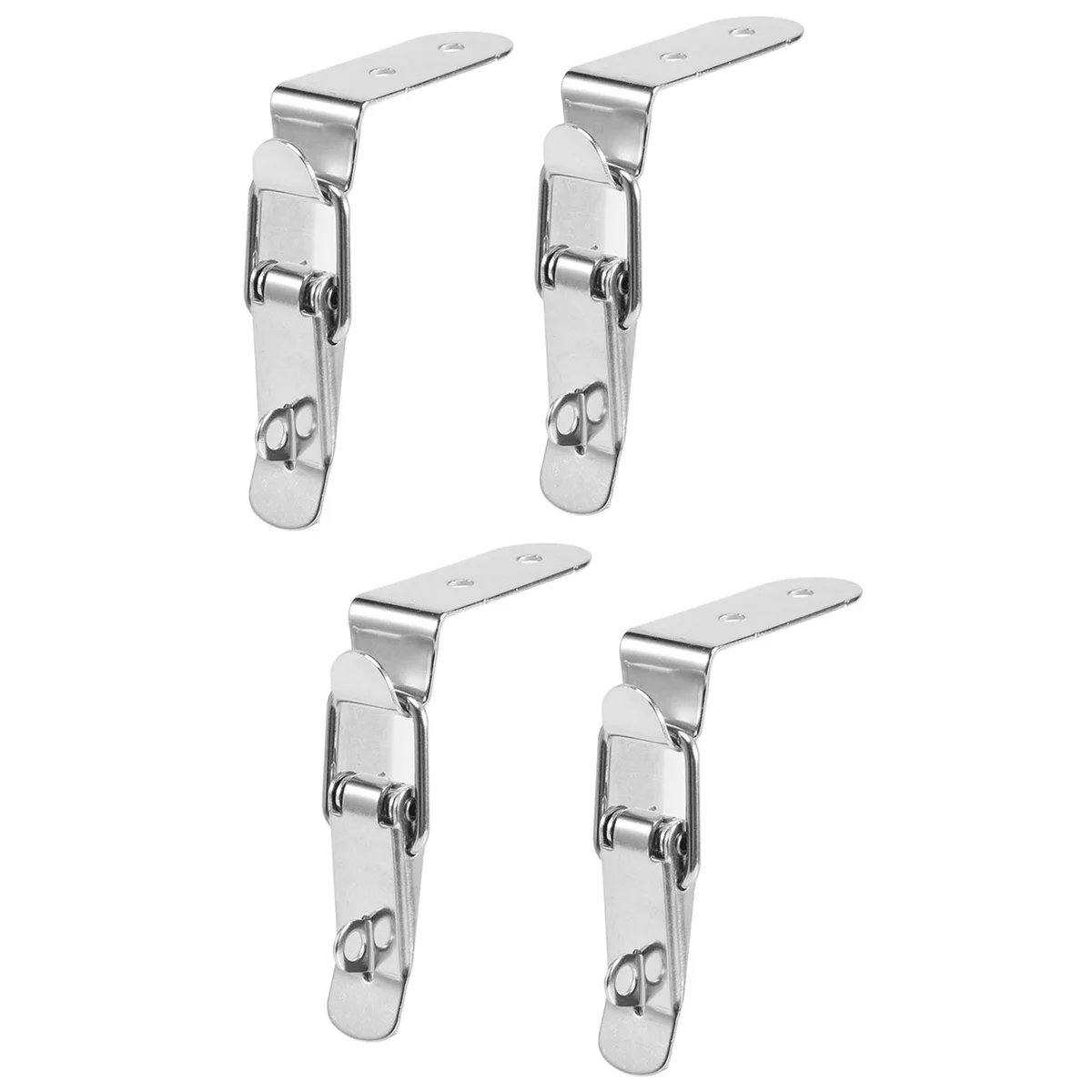 90 Degrees Duck-Mouth Buckle Hook Lock Stainless Steel Spring Loaded Draw Toggle Latch Clamp Silver Hasp Latch Catch B