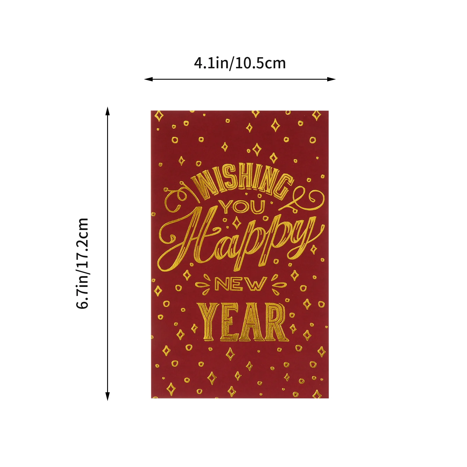 10pcs New Year Greeting Cards Spring Festival Red Design Eco-Friendly Paper Golden Print Holiday Gift For Kids Friends Wishes